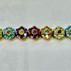 Multi-Gemstone Floral sterling Silver Bracelet - gorgeous